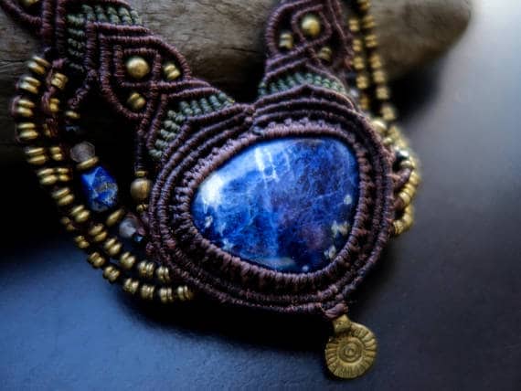 Sodalite Macrame Necklace | Ziba Design | Stone of Courage | Micro-Macrame