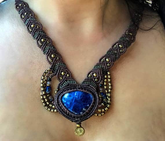 Sodalite Macrame Necklace | Ziba Design | Stone of Courage | Micro-Macrame