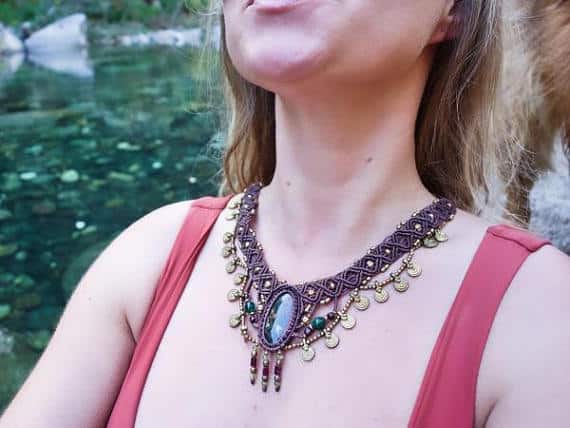 Fancy Jasper Macrame Necklace | Ziba Design | Stone of Relaxation | Micro-Macrame | Healing Crystal Jewelry