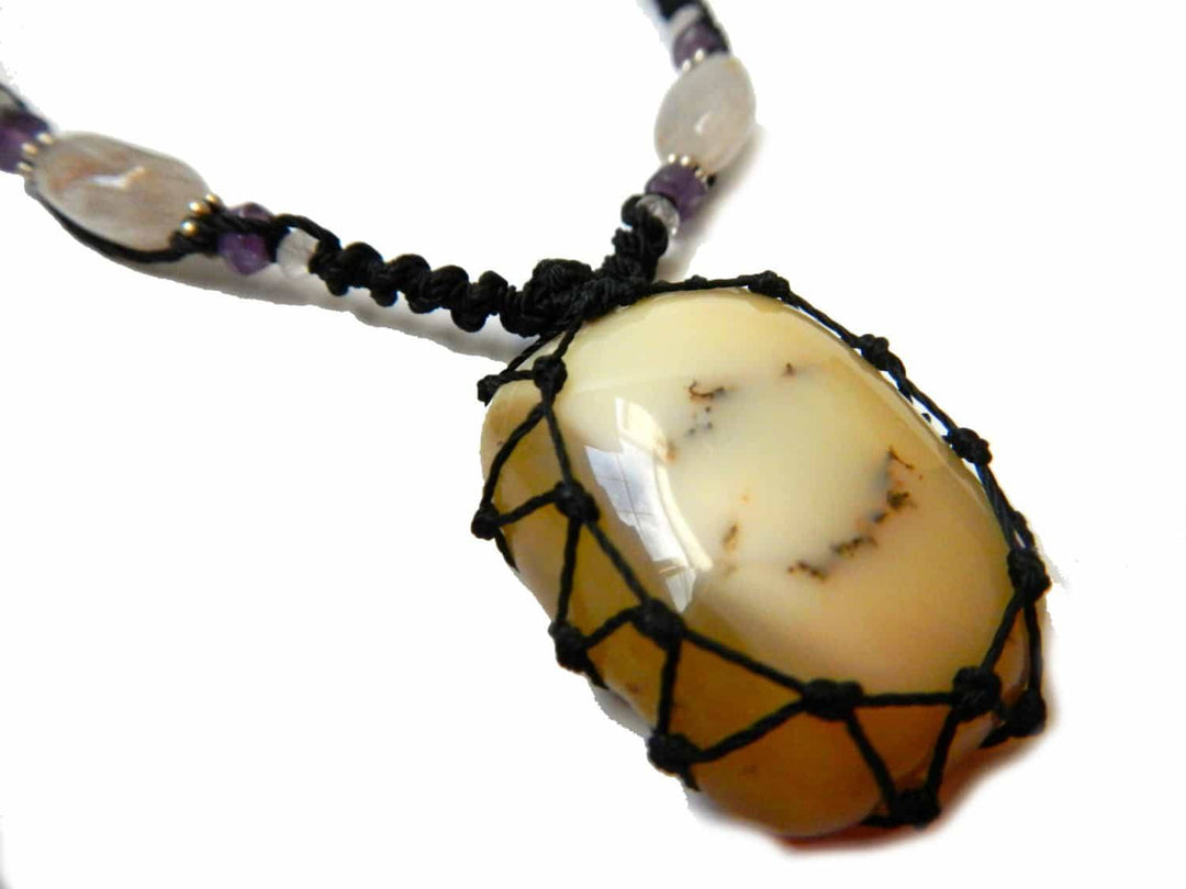 MILK AGATE macrame Necklace – Your Stone for Protection - Manifestie