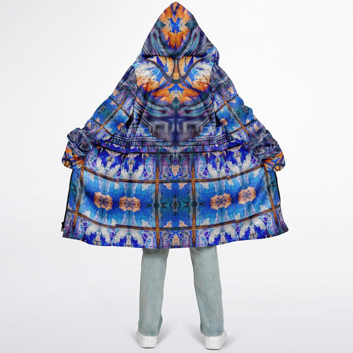 Transcendence Cuddle Coat | Unisex Minky Sherpa Lined Coat with Hood, Zipper and Pockets | Women and Mens Festival Coat | Mountain Fashion
