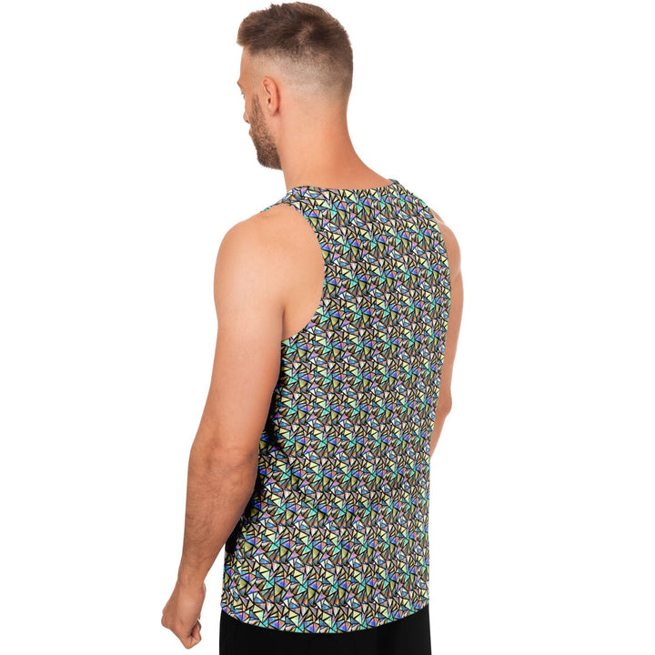 Geo Prism Tank Top – Geometric Festival Shirt with Prismatic Pattern