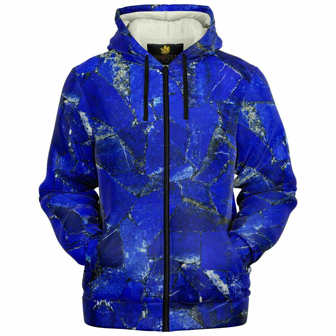 Lapis Lazuli Premium Sherpa Lined Zip Up Hoodie