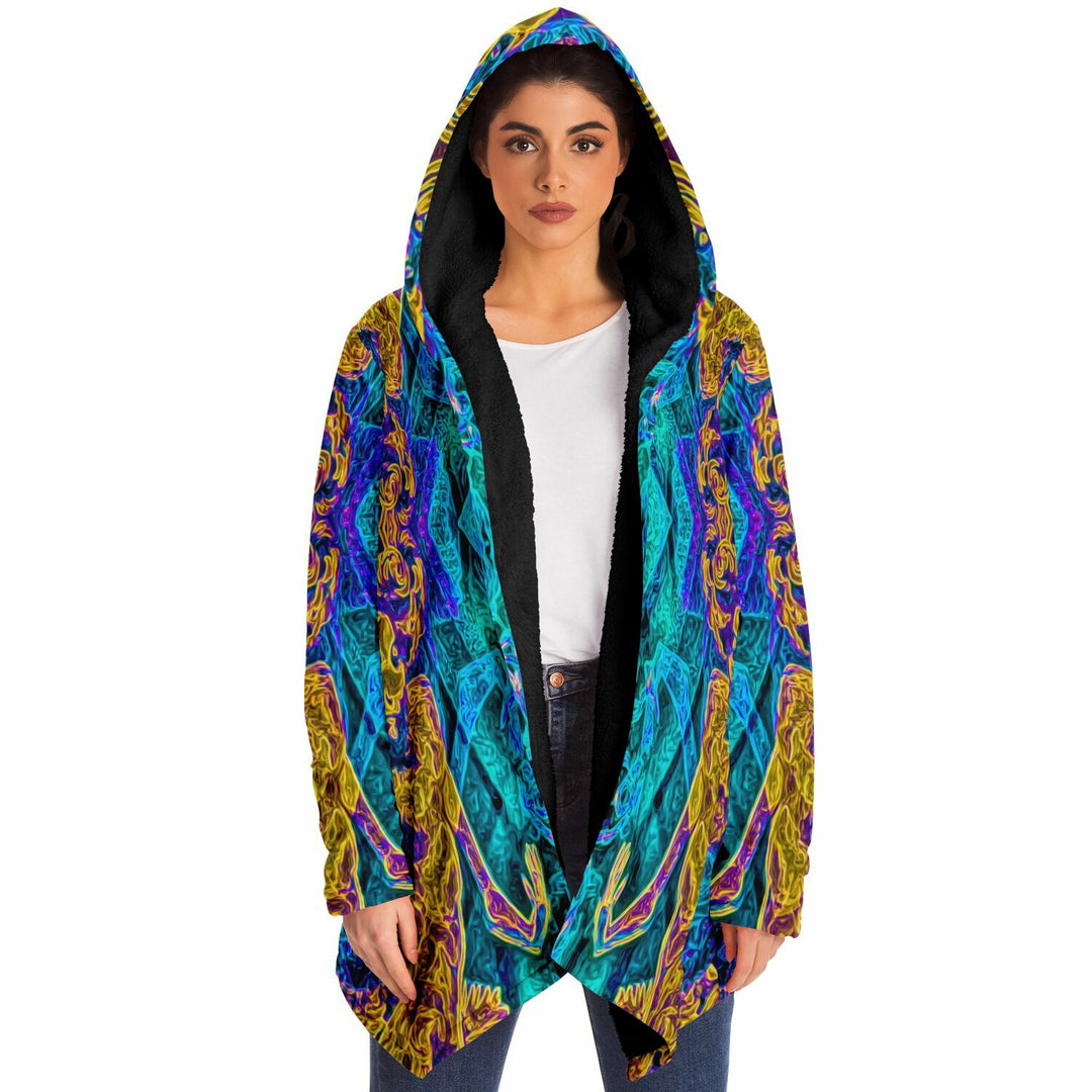 Seer Cuddle Cloak | Unisex Minky Sherpa Lined Hooded Coat | Women and Mens Festival Coat | Mountain Fashion