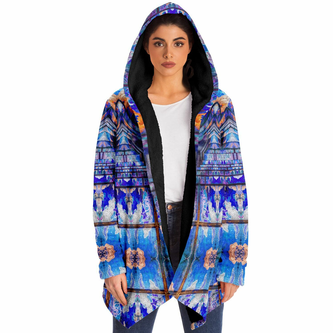 Transcendence Cuddle Cloak | Unisex Minky Sherpa Hooded Coat | Women and Mens Festival Coat | Mountain Fashion