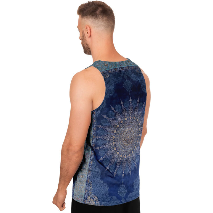 Radial Blue Persian Carpet Tank Top – Ornate Mandala Pattern Shirt