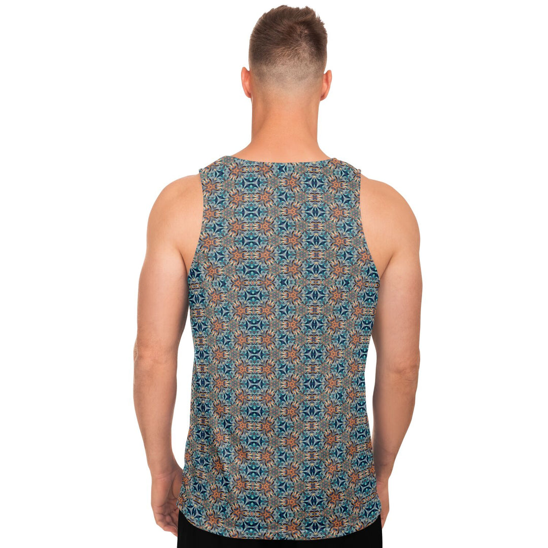 Mystic Mirror Tank Top – Geometric Festival Shirt with Hidden Face Pattern