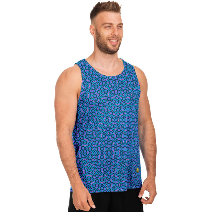 Mosaic Fractal Tank Top – Blue Geometric Pattern Tank