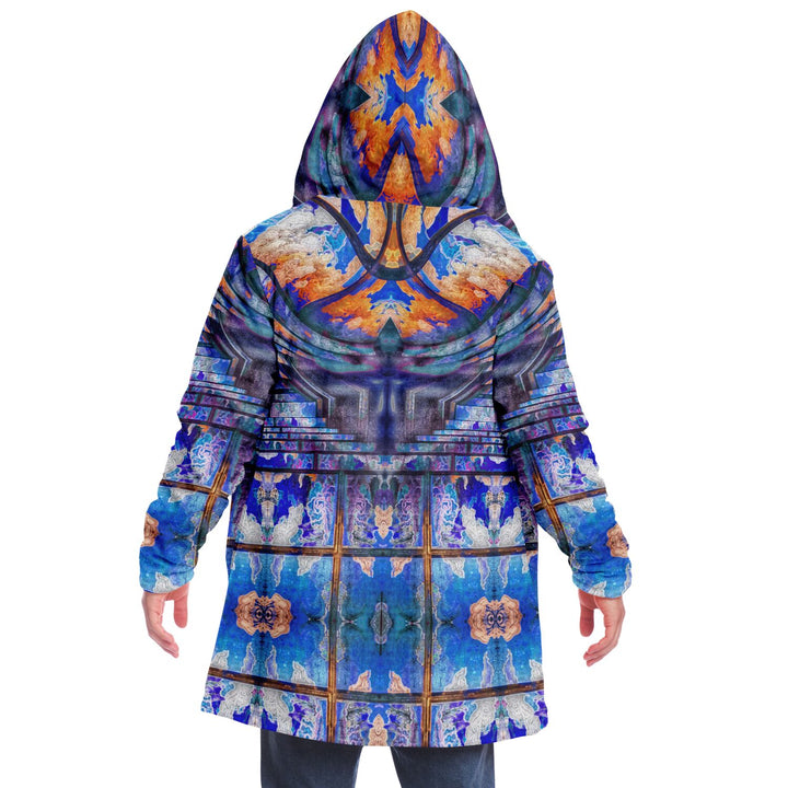 Transcendence Cuddle Cloak | Unisex Minky Sherpa Hooded Coat | Women and Mens Festival Coat | Mountain Fashion