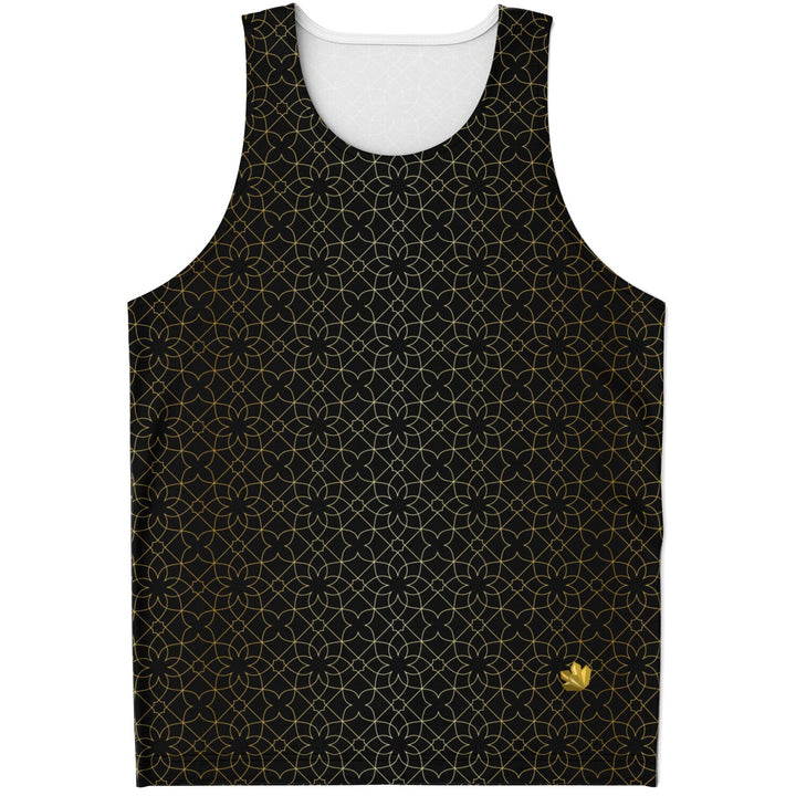 Black &amp; Gold Sacred Geometry Tank Top – Minimal Luxe Pattern Shirt