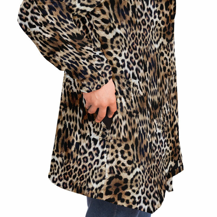 Leopard Print Cuddle Cloak | Unisex Minky Sherpa Hooded Coat | Women and Mens Festival Coat | Mountain Fashion