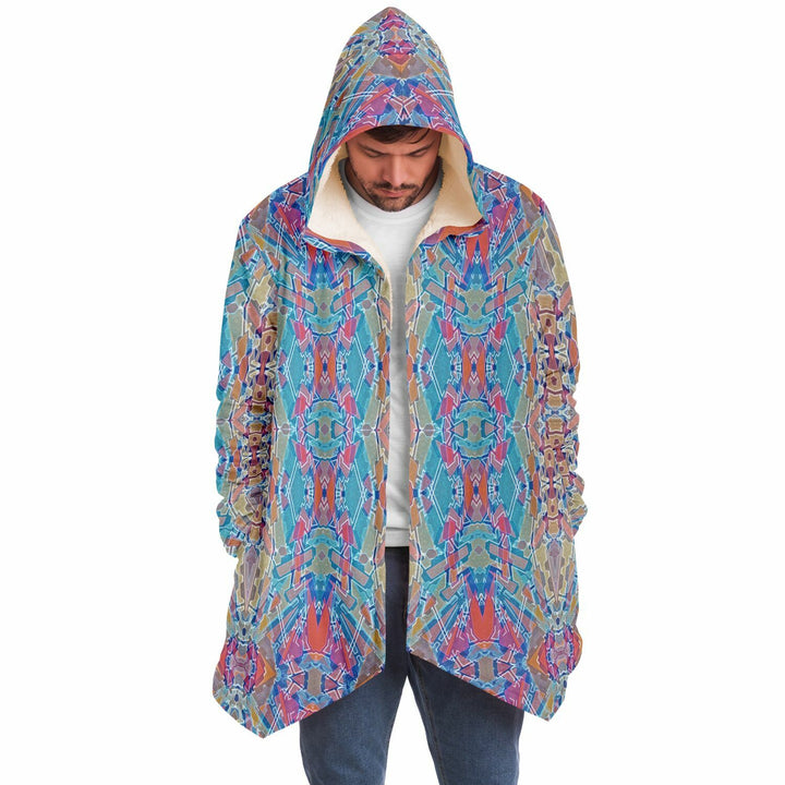 Electric Totem Cuddle Cloak | Unisex Minky Sherpa Lined Hooded Coat | Women and Mens Festival Coat | Mountain Fashion
