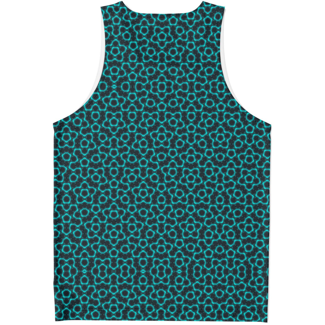 Mosaic Fractal Tank Top – Teal Geometric Pattern Tank