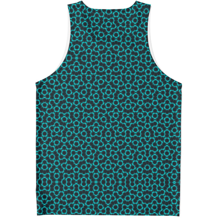 Mosaic Fractal Tank Top – Teal Geometric Pattern Tank