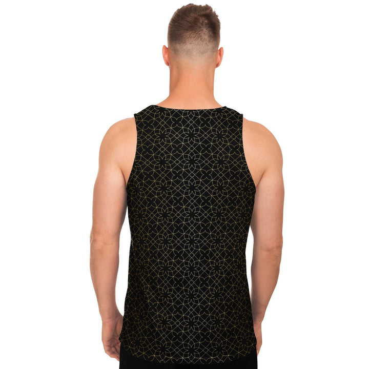 Black &amp; Gold Sacred Geometry Tank Top – Minimal Luxe Pattern Shirt