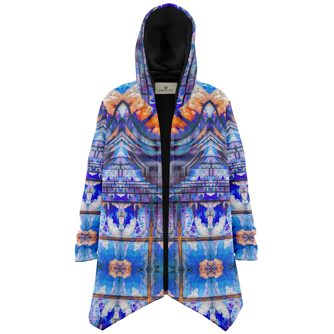 Transcendence Cuddle Cloak | Unisex Minky Sherpa Hooded Coat | Women and Mens Festival Coat | Mountain Fashion
