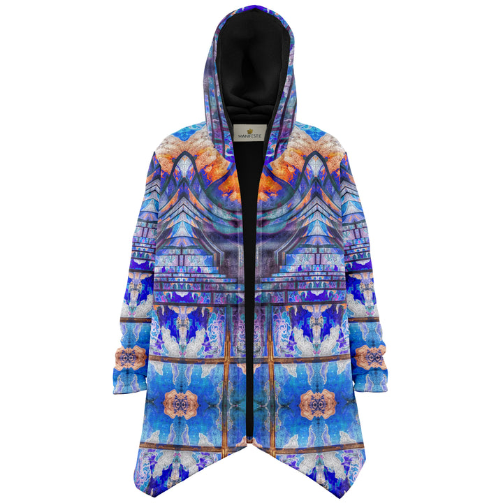 Transcendence Cuddle Cloak | Unisex Minky Sherpa Hooded Coat | Women and Mens Festival Coat | Mountain Fashion