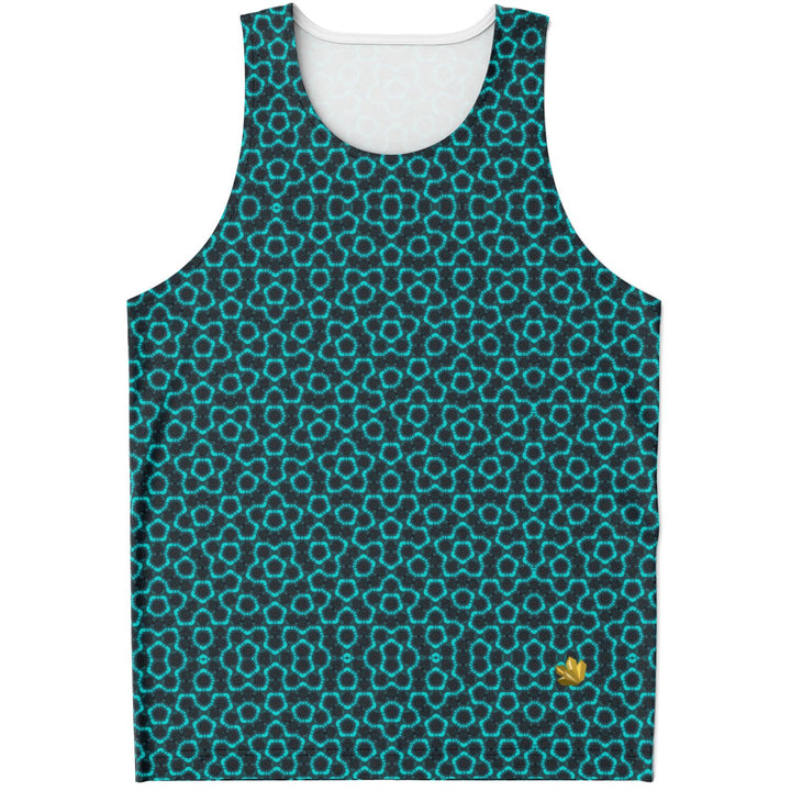 Mosaic Fractal Tank Top – Teal Geometric Pattern Tank