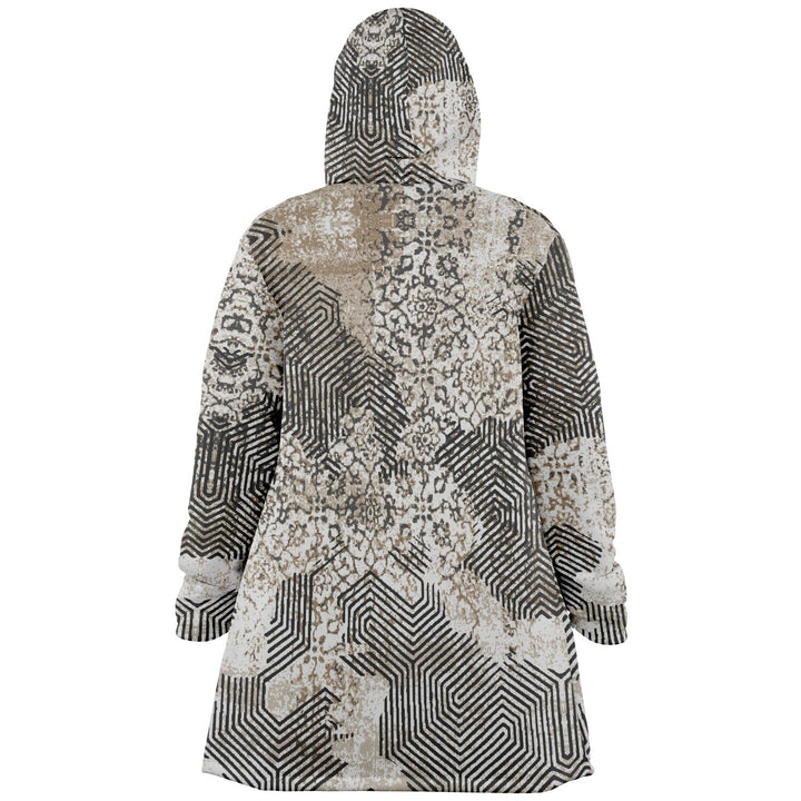 Past and Future Cuddle Cloak | Beige, Brown, Cream | Unisex Minky Sherpa Hooded Coat | Women and Mens Festival Coat | Mountain Fashion