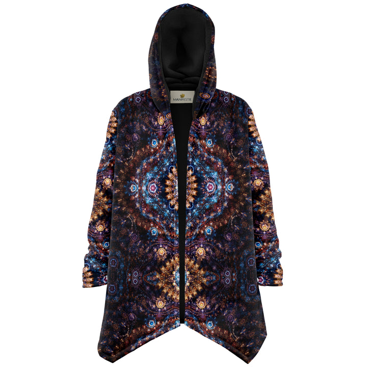 Cosmic Plane Cuddle Cloak | Unisex Minky Sherpa Lined Hooded Coat | Women and Mens Festival Coat | Mountain Fashion