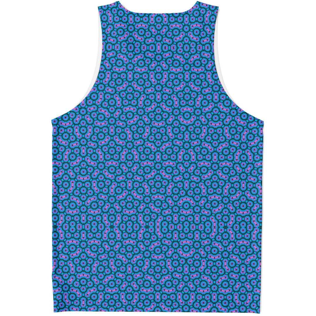 Mosaic Fractal Tank Top – Blue Geometric Pattern Tank
