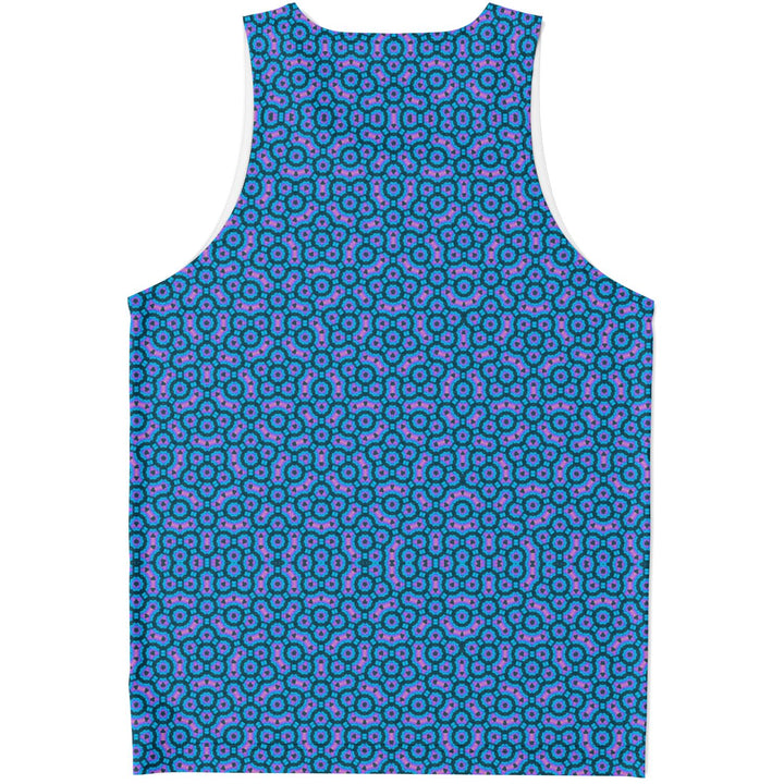 Mosaic Fractal Tank Top – Blue Geometric Pattern Tank