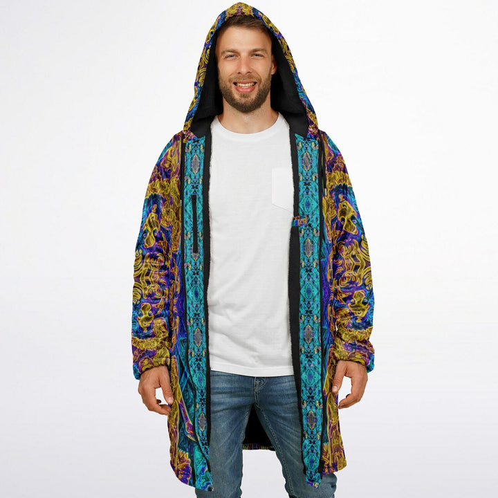 Seer Cuddle Coat | Unisex Minky Sherpa Lined Coat with Hood, Zipper and Pockets | Women and Mens Festival Coat | Mountain Fashion