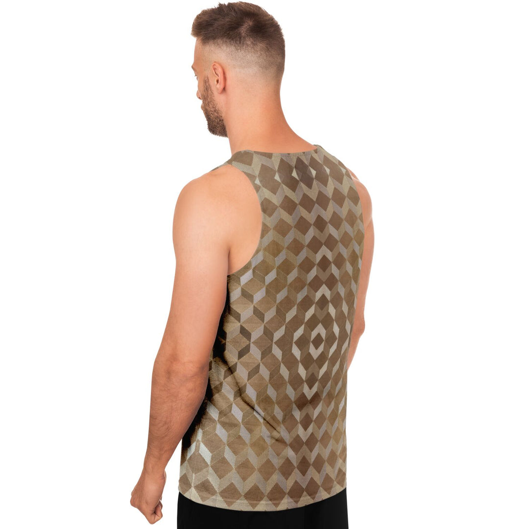 Gold Cube Tank Top – Geometric Pattern Statement Tank