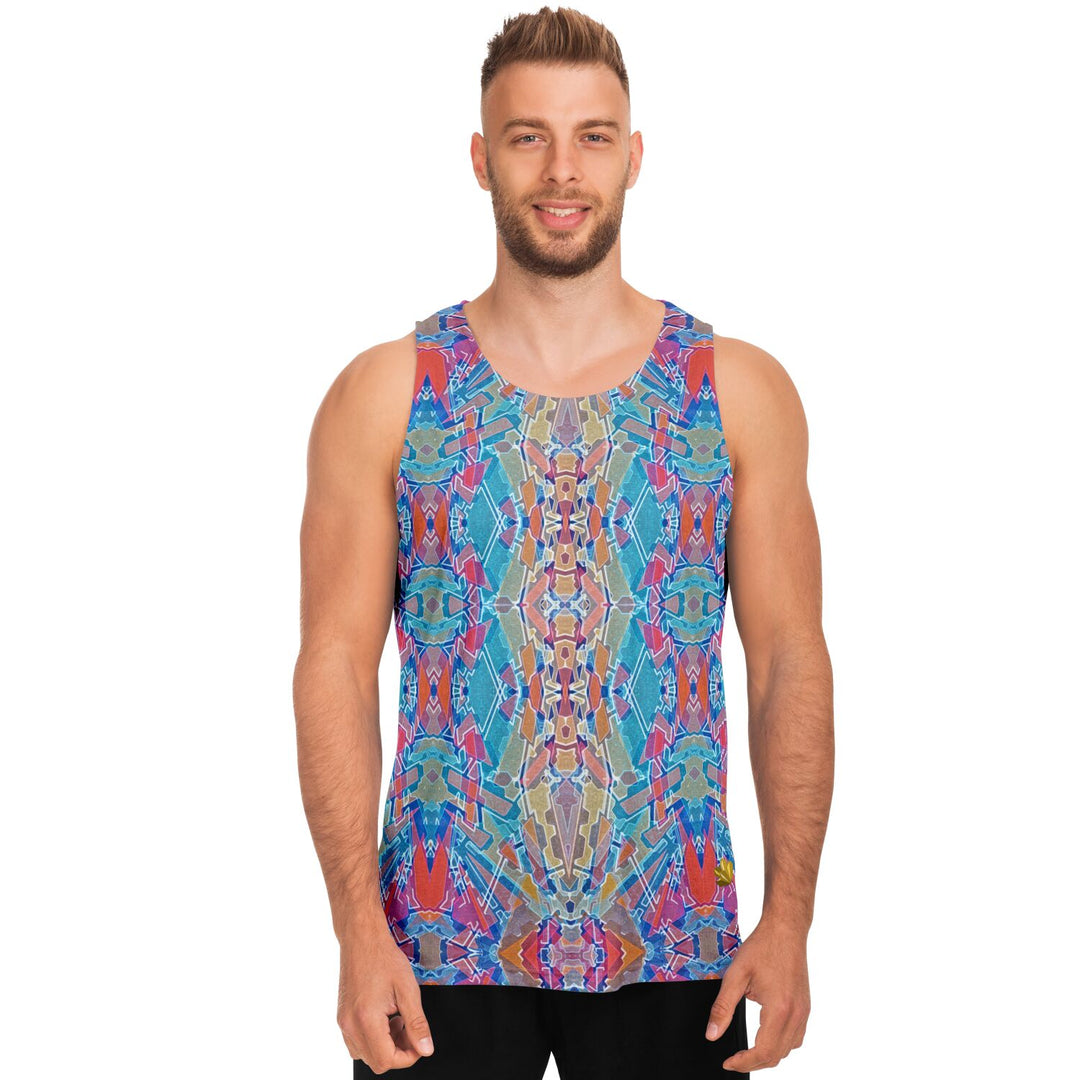 Electric Totem Tank Top – Geometric Festival Shirt with Bold Symmetry