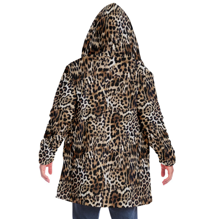 Leopard Print Cuddle Cloak | Unisex Minky Sherpa Hooded Coat | Women and Mens Festival Coat | Mountain Fashion