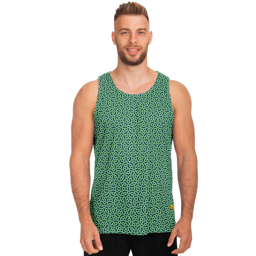 Mosaic Fractal Tank Top – Green Geometric Pattern Tank