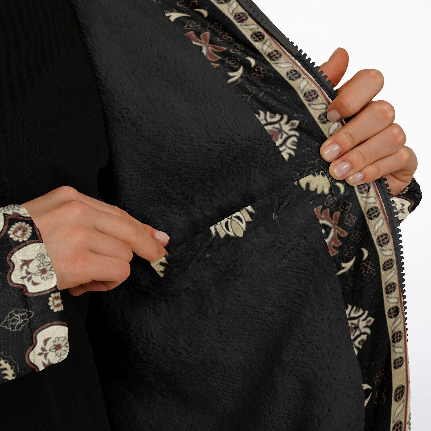 Classic Black Persian Carpet Cuddle Coat | Unisex Minky Sherpa