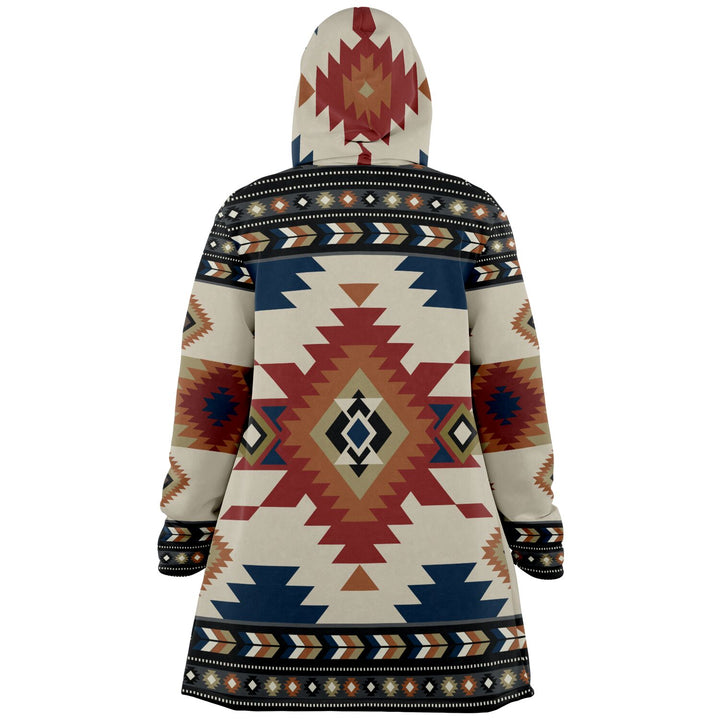 Izel Aztec Tribal Cloak | Unisex Minky Sherpa Lined Hooded Coat | Women and Mens Festival Coat | Mountain Fashion
