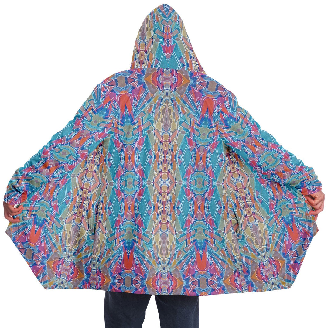 Electric Totem Cuddle Cloak | Unisex Minky Sherpa Lined Hooded Coat | Women and Mens Festival Coat | Mountain Fashion