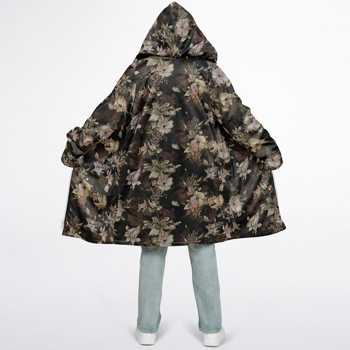 Floral Cuddle Coat | Unisex Minky Sherpa Lined Coat with Hood, Zipper and Pockets | Women and Mens Festival Coat | Mountain Fashion