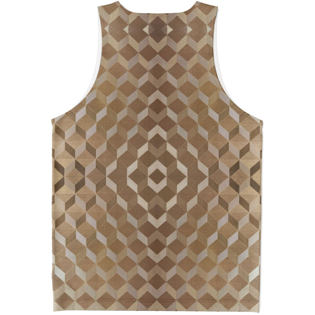 Gold Cube Tank Top – Geometric Pattern Statement Tank