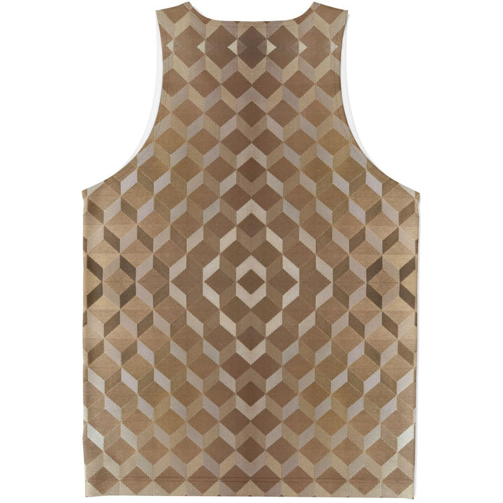 Gold Cube Tank Top – Geometric Pattern Statement Tank