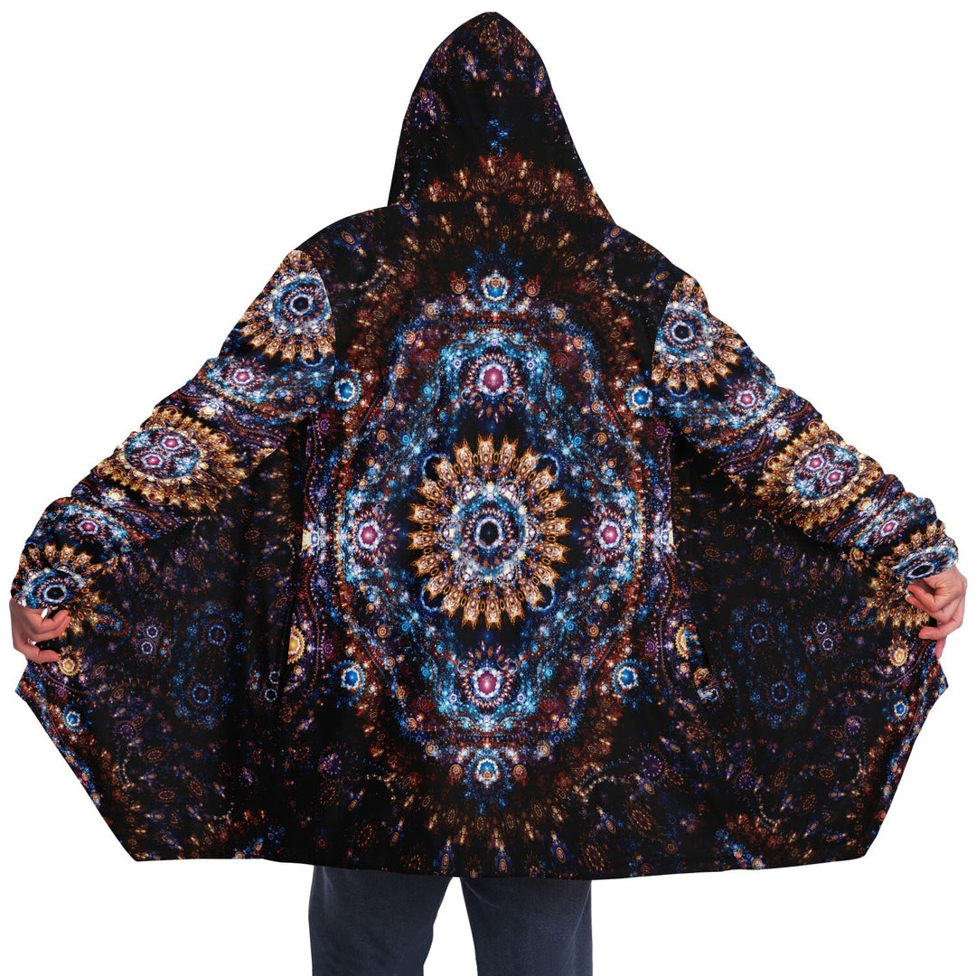 Cosmic Plane Cuddle Cloak | Unisex Minky Sherpa Lined Hooded Coat | Women and Mens Festival Coat | Mountain Fashion