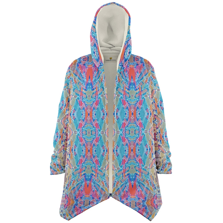 Electric Totem Cuddle Cloak | Unisex Minky Sherpa Lined Hooded Coat | Women and Mens Festival Coat | Mountain Fashion