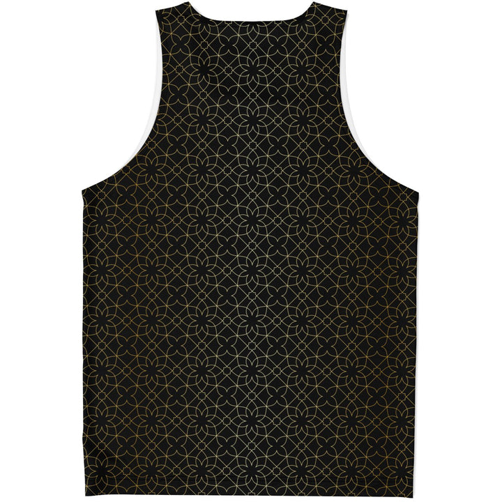 Black &amp; Gold Sacred Geometry Tank Top – Minimal Luxe Pattern Shirt