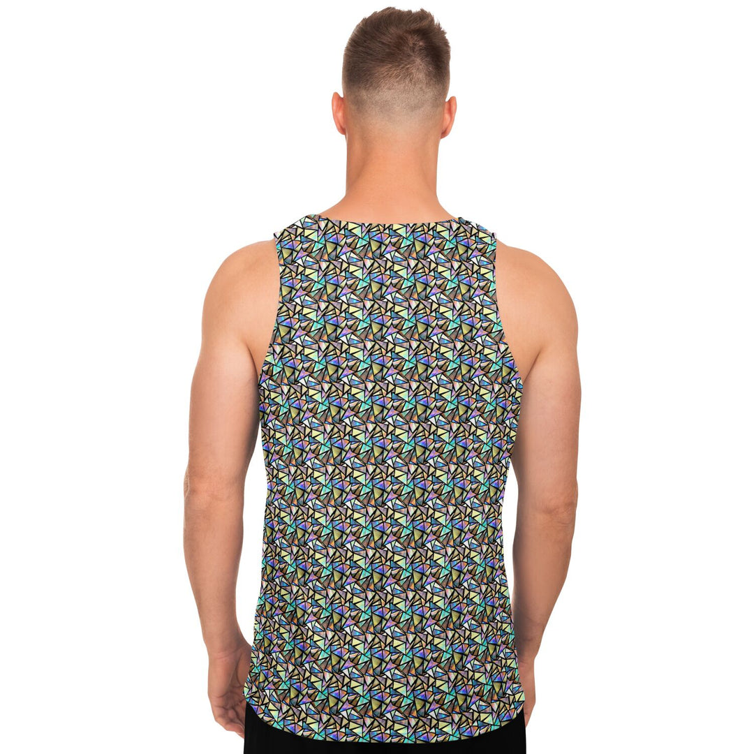 Geo Prism Tank Top – Geometric Festival Shirt with Prismatic Pattern