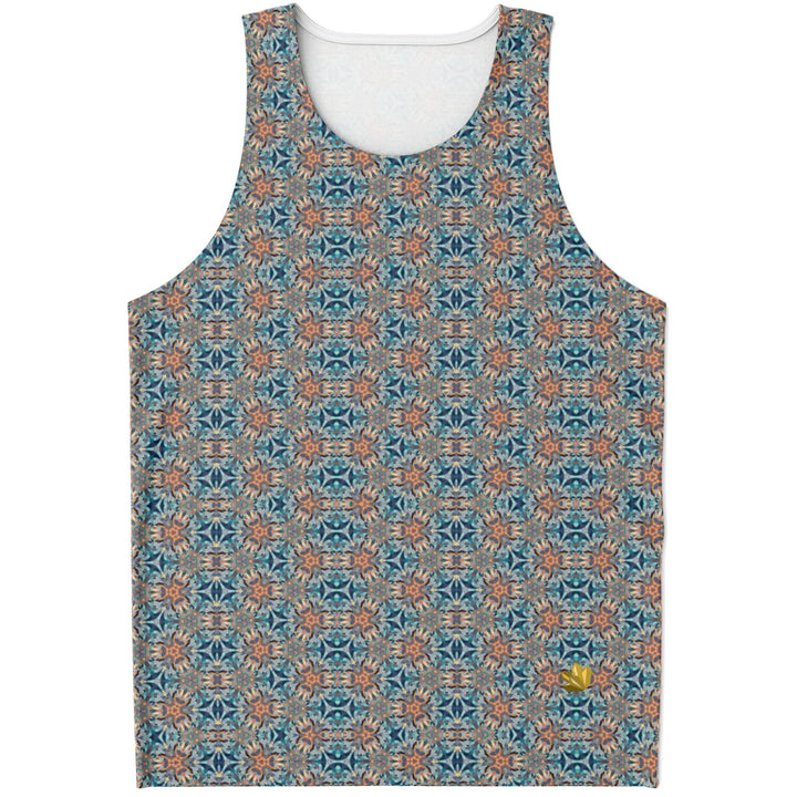 Mystic Mirror Tank Top – Geometric Festival Shirt with Hidden Face Pattern