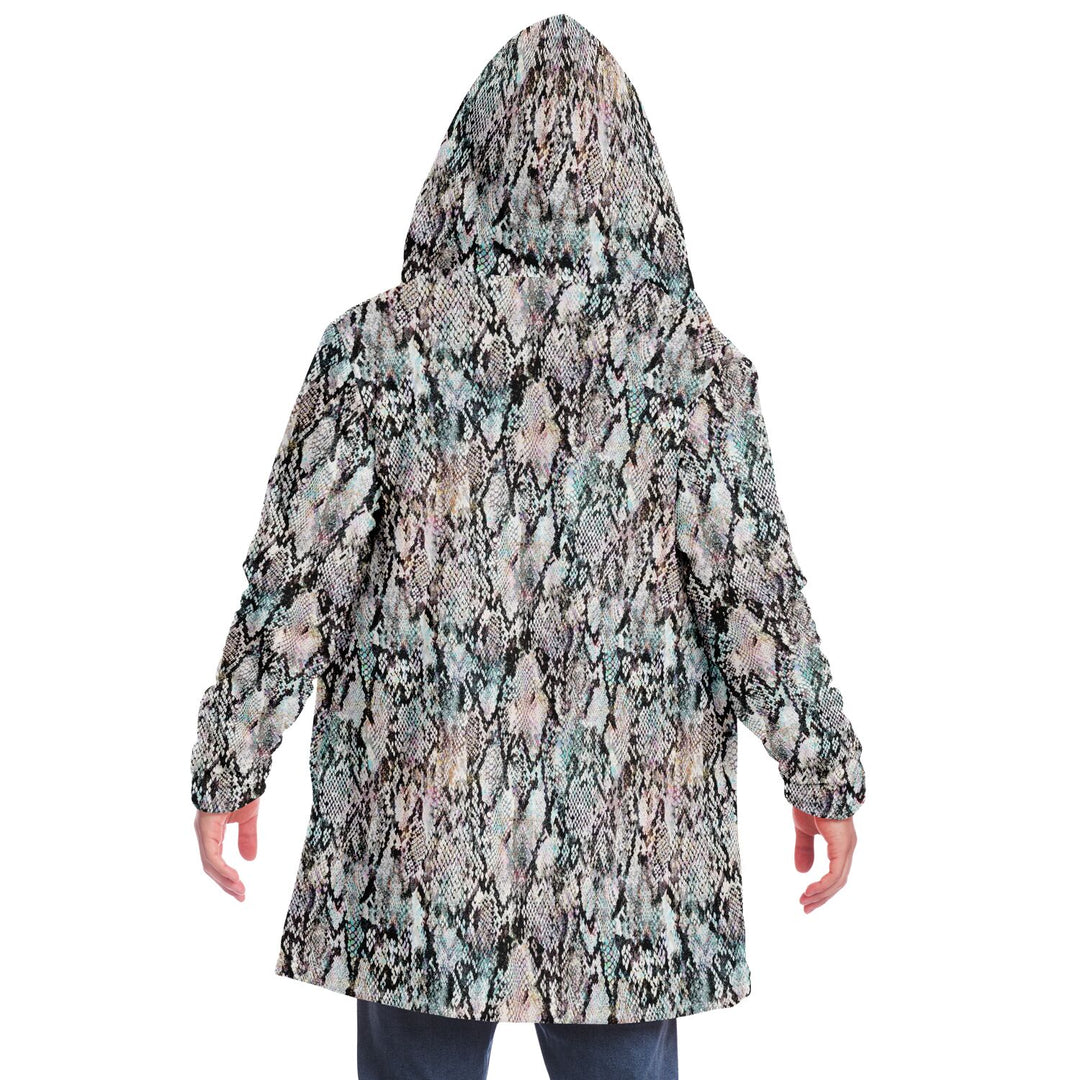 Prism Python Cuddle Cloak | Unisex Minky Sherpa Hooded Coat | Women and Mens Festival Coat | Mountain Fashion