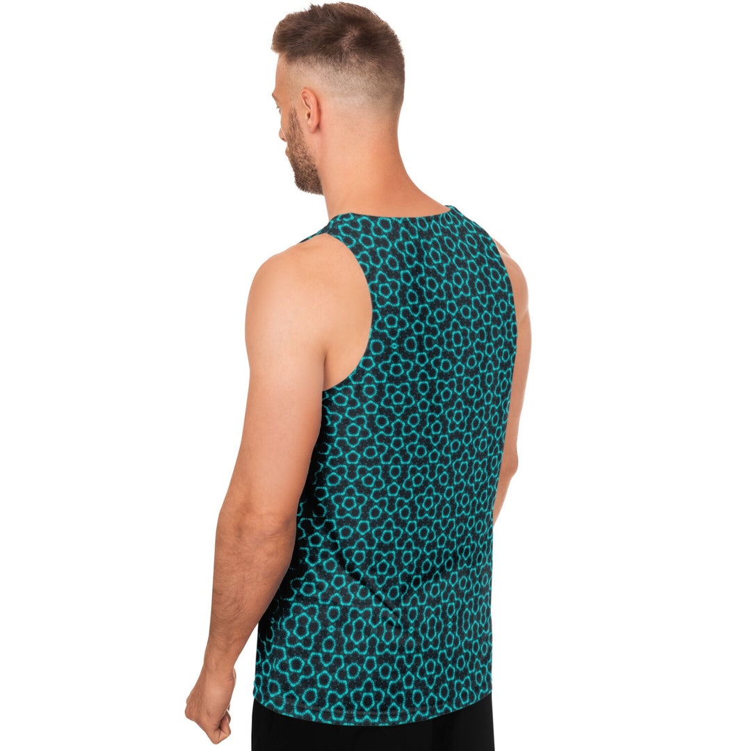 Mosaic Fractal Tank Top – Teal Geometric Pattern Tank