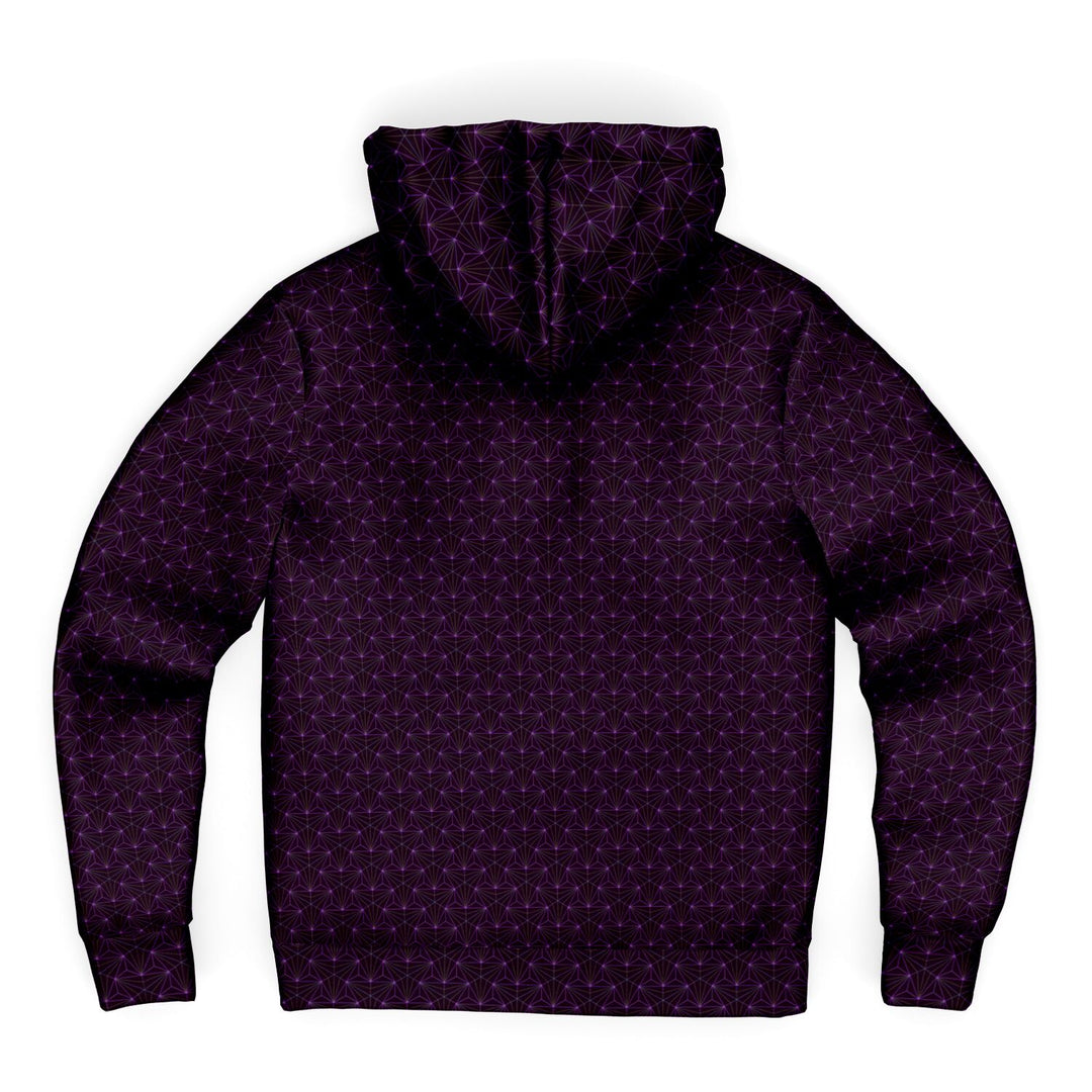 Amethyst Sacred Geometry Sherpa Zip Hoodie | Cozy Festival Hoodie with Microfleece Lining | Manifestie
