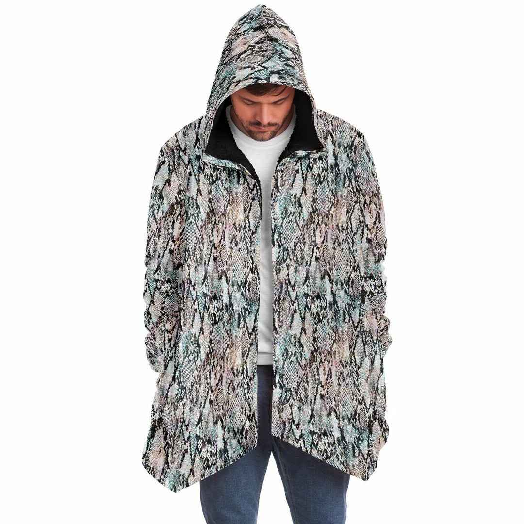 Prism Python Cuddle Cloak | Unisex Minky Sherpa Hooded Coat | Women and Mens Festival Coat | Mountain Fashion