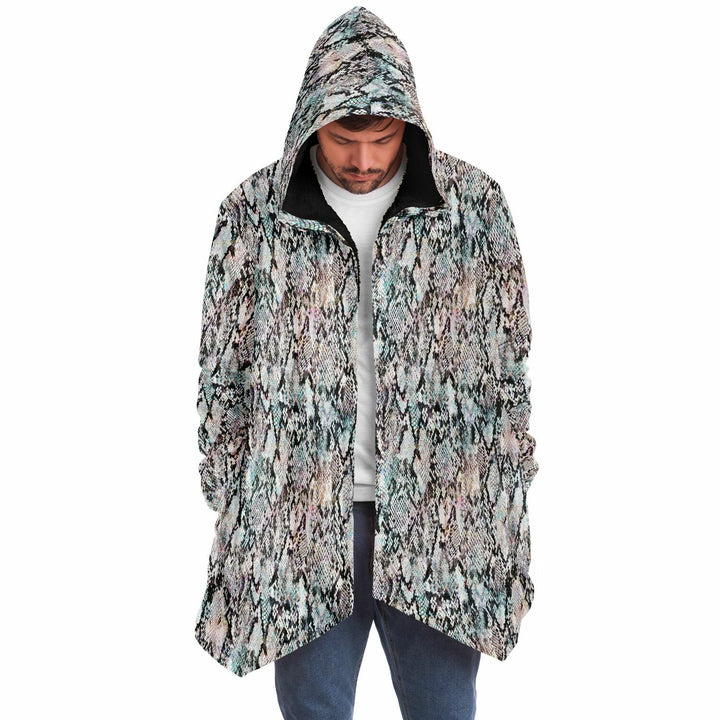 Prism Python Cuddle Cloak | Unisex Minky Sherpa Hooded Coat | Women and Mens Festival Coat | Mountain Fashion