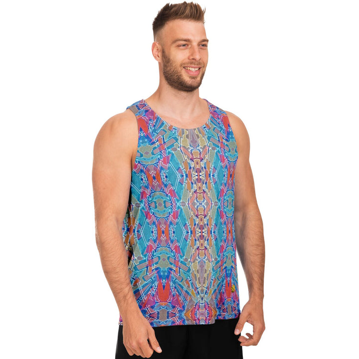 Electric Totem Tank Top – Geometric Festival Shirt with Bold Symmetry
