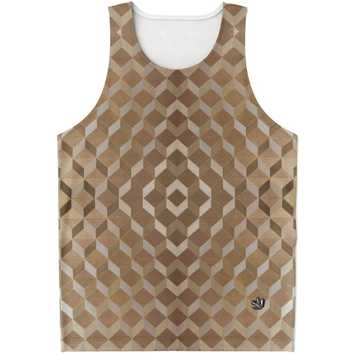 Gold Cube Tank Top – Geometric Pattern Statement Tank
