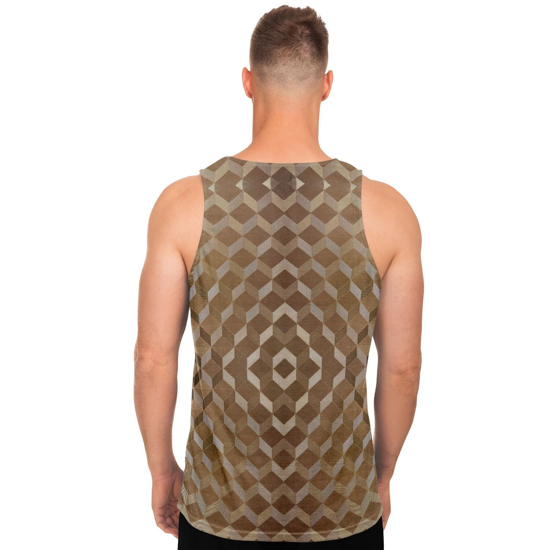 Gold Cube Tank Top – Geometric Pattern Statement Tank